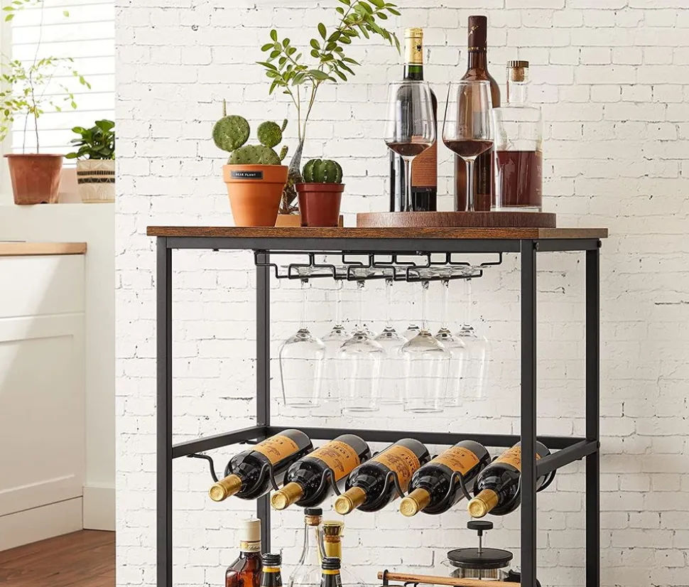 New SONGMICS Desserte bar industriel Marron Rustique + Noir