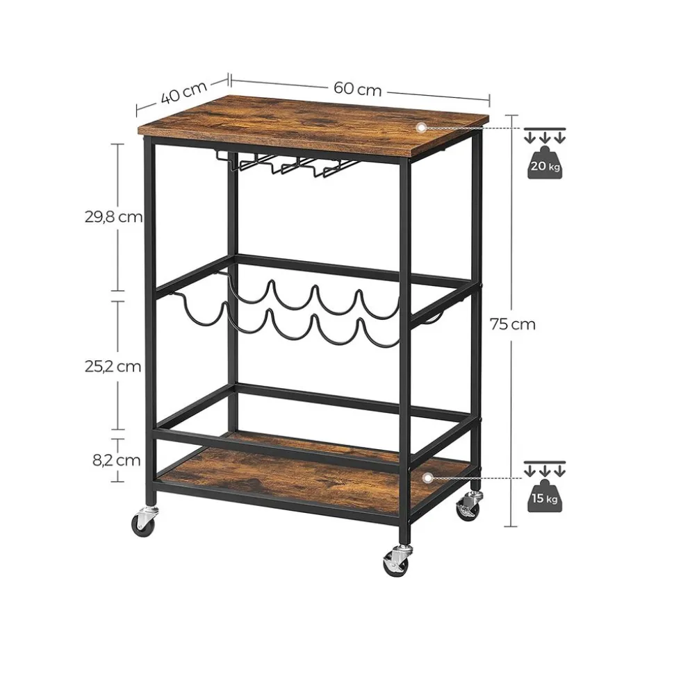 New SONGMICS Desserte bar industriel Marron Rustique + Noir