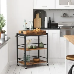 Discount SONGMICS Desserte plateau industriel Marron Rustique + Noir