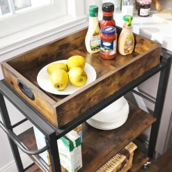 Discount SONGMICS Desserte plateau industriel Marron Rustique + Noir