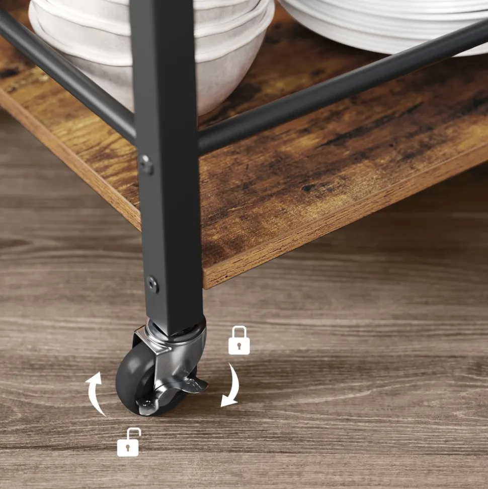 Discount SONGMICS Desserte plateau industriel Marron Rustique + Noir