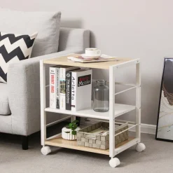 Store SONGMICS Desserte roulante couleur chêne Blanc