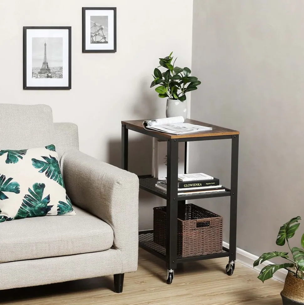 Clearance SONGMICS Desserte roulante industriel Brun Vintage Noir