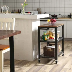 Clearance SONGMICS Desserte roulante industriel Brun Vintage Noir