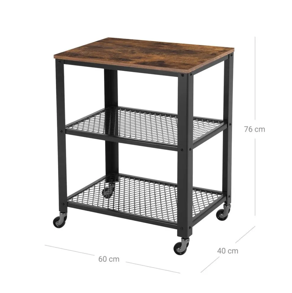 Clearance SONGMICS Desserte roulante industriel Brun Vintage Noir