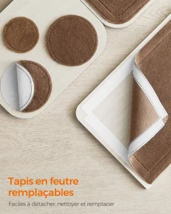 Store SONGMICS Eacalier pour chat mural avec étagère et auto-toiletteur Marron Avoine + Marron Café