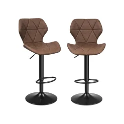 Discount SONGMICS EKHO 2 tabourets de bar pivotant à 360° hauteur 65 cm marron caramel
