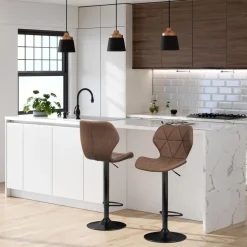 Discount SONGMICS EKHO 2 tabourets de bar pivotant à 360° hauteur 65 cm marron caramel