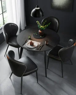 Fashion SONGMICS EKHO Tabouret de salle à manger moderne mi-siècle noir d'encre