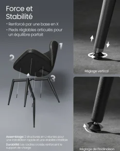 Fashion SONGMICS EKHO Tabouret de salle à manger moderne mi-siècle noir d'encre