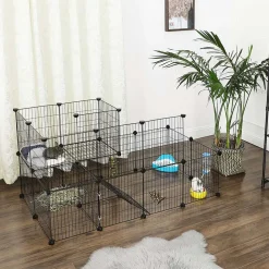 Discount SONGMICS Enclos modulable 2 niveaux Noir