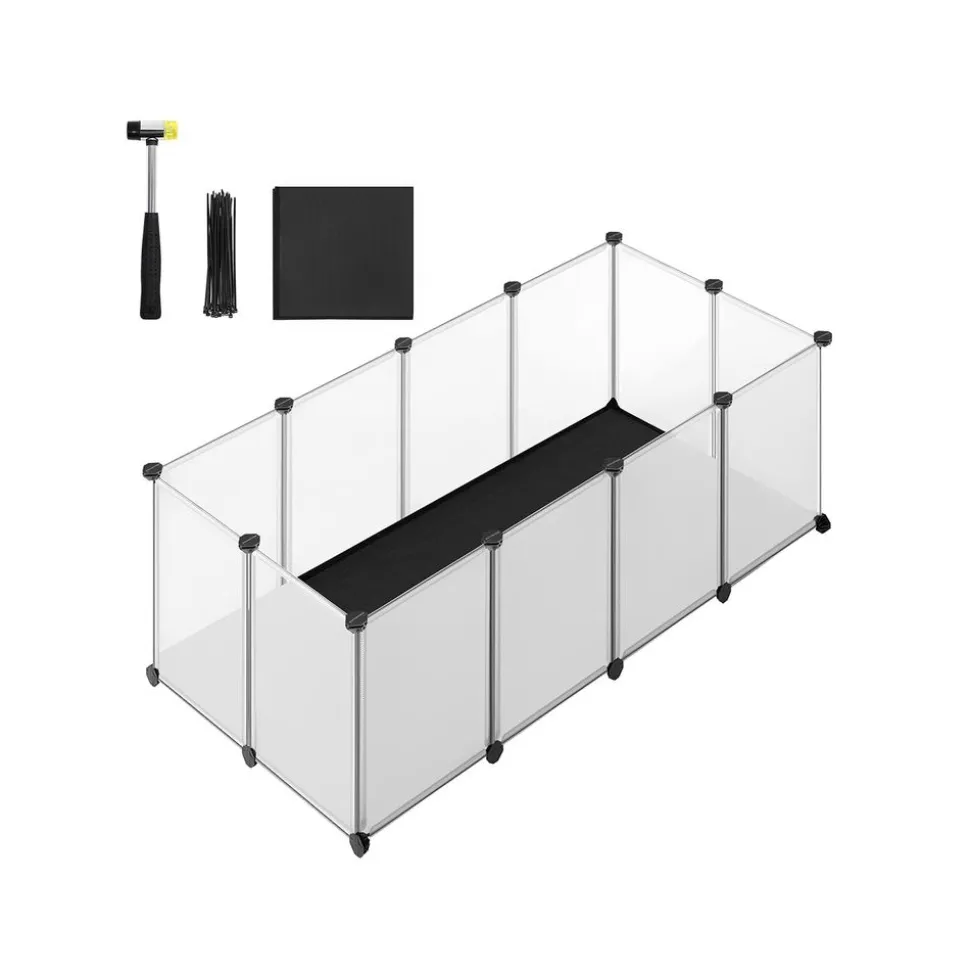 Store SONGMICS Enclos pour animaux avec plancher et tapis imperméable 125 x 63 x 42 cm blanc