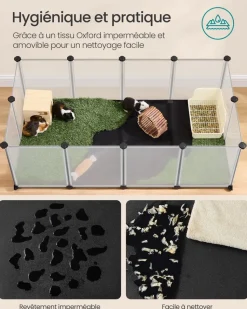 Store SONGMICS Enclos pour animaux avec plancher et tapis imperméable 125 x 63 x 42 cm blanc