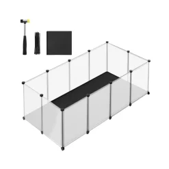 Store SONGMICS Enclos pour animaux avec plancher et tapis imperméable 125 x 63 x 42 cm blanc