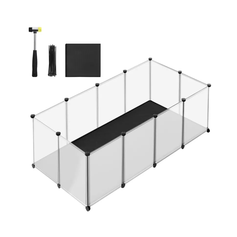 Store SONGMICS Enclos pour animaux avec plancher et tapis imperméable 125 x 63 x 42 cm blanc