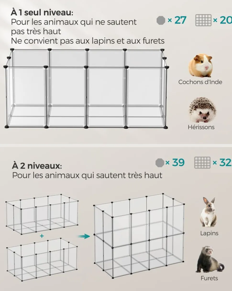 Discount SONGMICS Enclos pour petits animaux Blanc