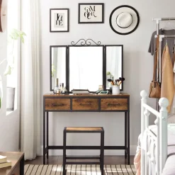 Flash Sale SONGMICS Ensemble de Table de Maquillage Marron Rustique