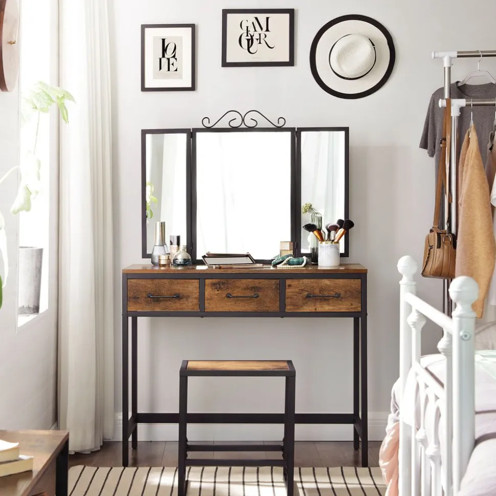 Flash Sale SONGMICS Ensemble de Table de Maquillage Marron Rustique