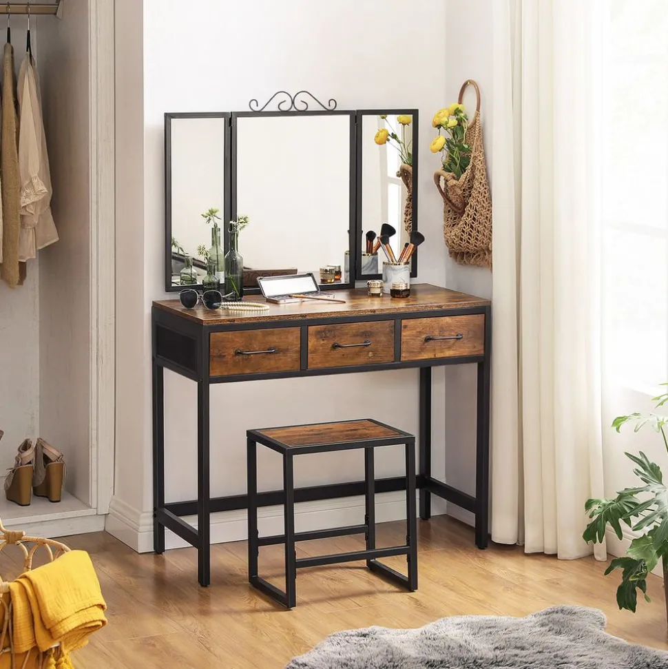 Flash Sale SONGMICS Ensemble de Table de Maquillage Marron Rustique