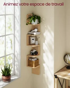 Clearance SONGMICS Ensemble d’étagères d’angle à 4 niveaux argent et beige