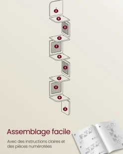 Clearance SONGMICS Ensemble d’étagères d’angle à 4 niveaux argent et beige