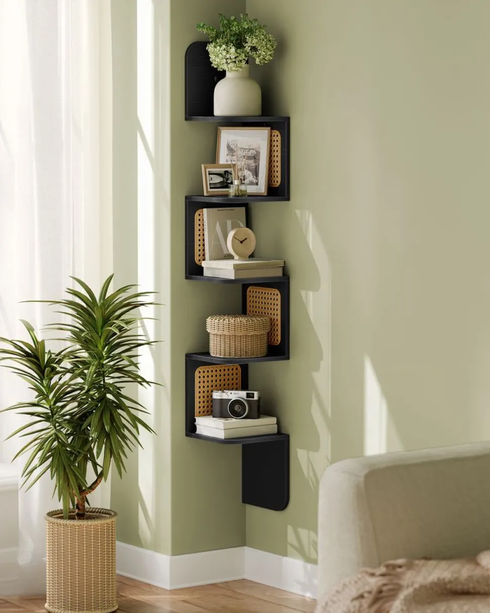 Clearance SONGMICS Ensemble d’étagères d’angle à 4 niveaux argent et beige