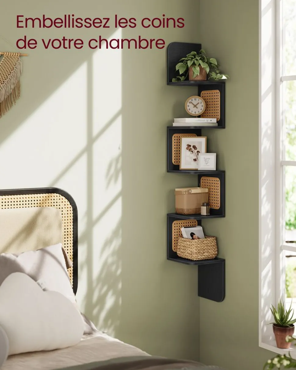 Clearance SONGMICS Ensemble d’étagères d’angle à 4 niveaux argent et beige