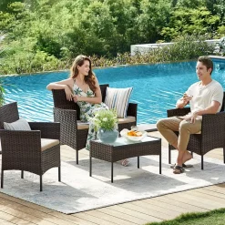 Flash Sale SONGMICS Ensemble salon de jardin 1 table 2 chaises noir d'encre