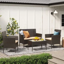 Flash Sale SONGMICS Ensemble salon de jardin 1 table 2 chaises noir d'encre