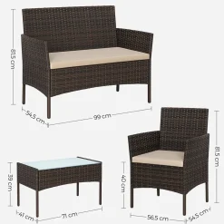 Flash Sale SONGMICS Ensemble salon de jardin 1 table 2 chaises noir d'encre