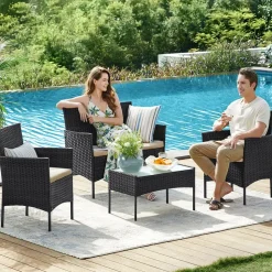 Flash Sale SONGMICS Ensemble salon de jardin 1 table 2 chaises noir d'encre