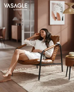 Cheap SONGMICS Fauteuil à bascule avec accoudoirs surface en tissu peluche blanc crème