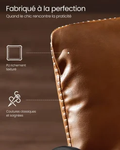 Cheap SONGMICS Fauteuil à bascule avec accoudoirs surface en tissu peluche blanc crème