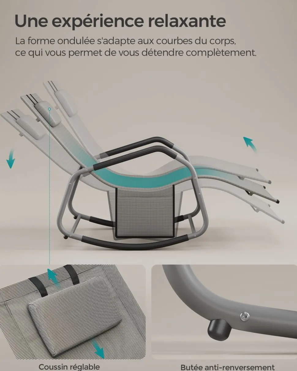 Shop SONGMICS Fauteuil à bascule Beige