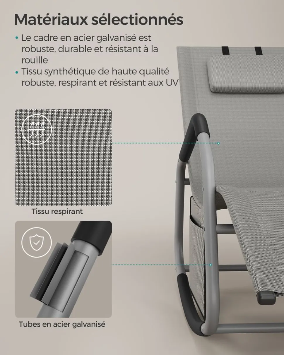 Shop SONGMICS Fauteuil à bascule Beige