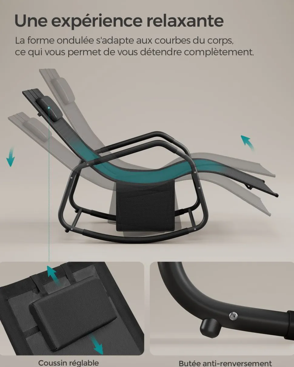 Shop SONGMICS Fauteuil à bascule Beige