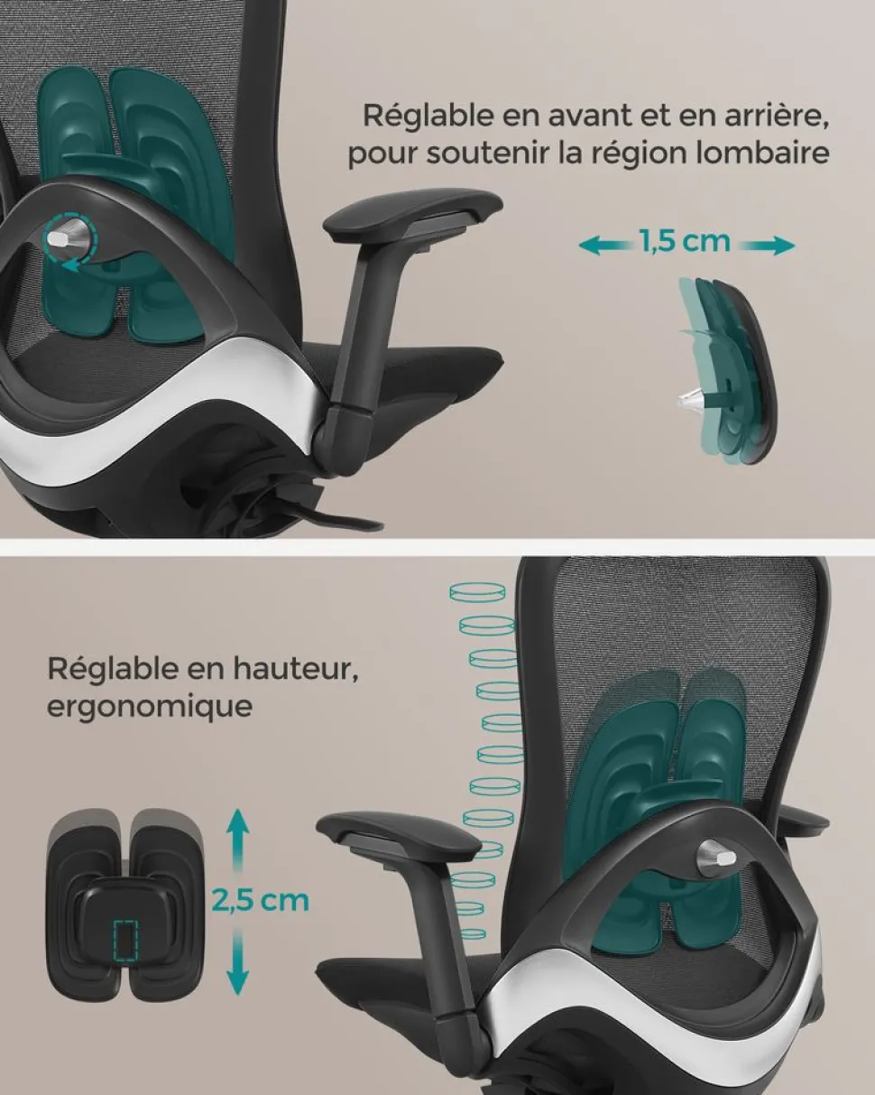 Outlet SONGMICS Fauteuil appui-tête Noir