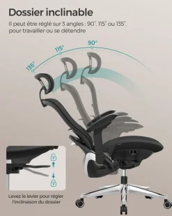 Outlet SONGMICS Fauteuil appui-tête Noir