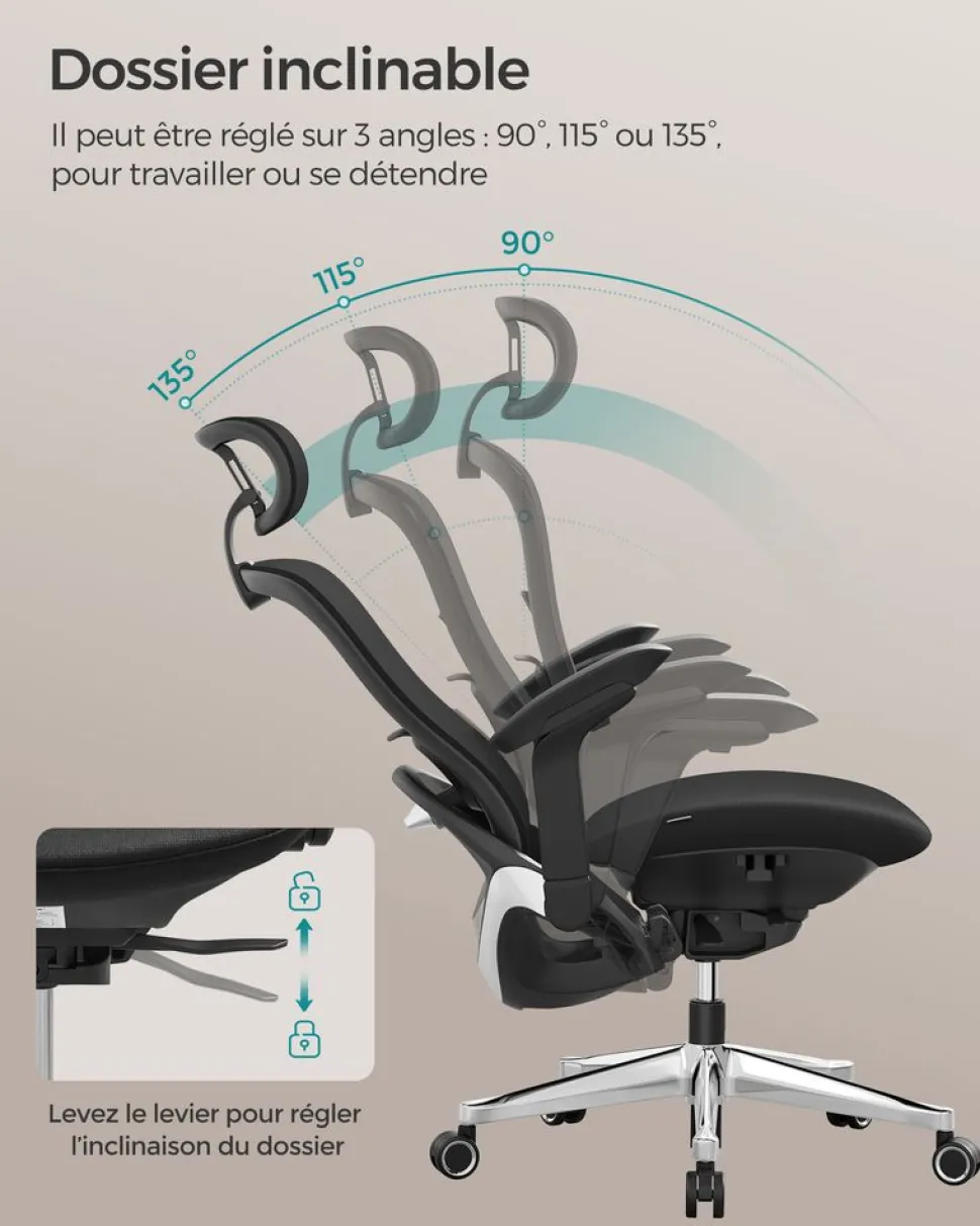 Outlet SONGMICS Fauteuil appui-tête Noir