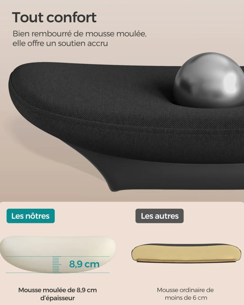 Outlet SONGMICS Fauteuil appui-tête Noir