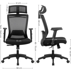 Best SONGMICS Fauteuil de bureau ergonomique noir d'encre