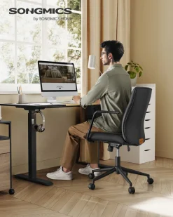 Discount SONGMICS Fauteuil de bureau mécanisme à bascule surface en pu, noir
