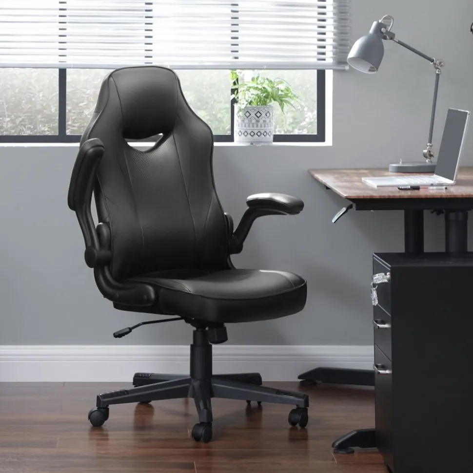 Discount SONGMICS Fauteuil de bureau noir bleu