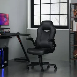 Discount SONGMICS Fauteuil de bureau noir bleu