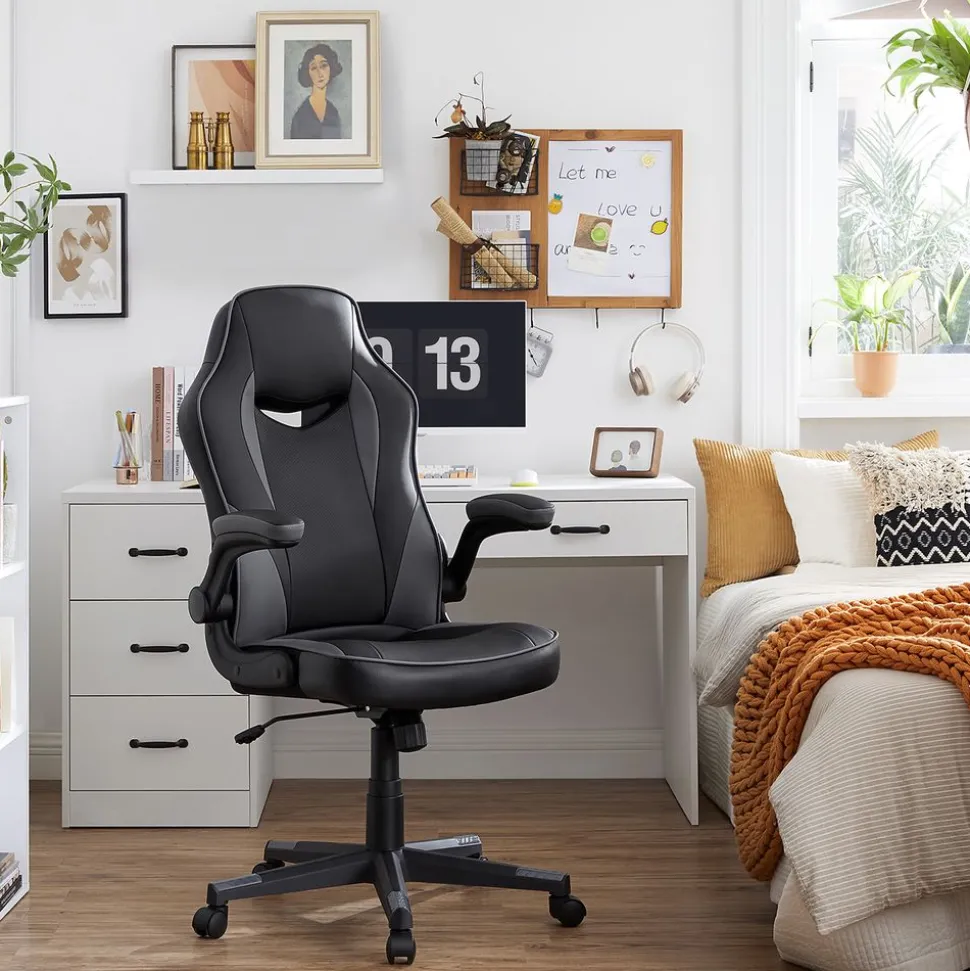 Discount SONGMICS Fauteuil de bureau noir bleu