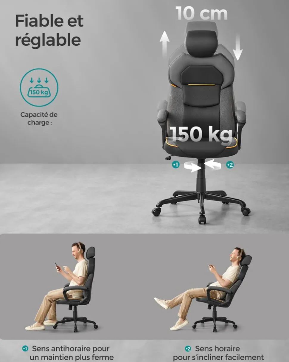 Cheap SONGMICS Fauteuil dossier matelassé