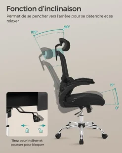 New SONGMICS Fauteuil ergonomique Noir