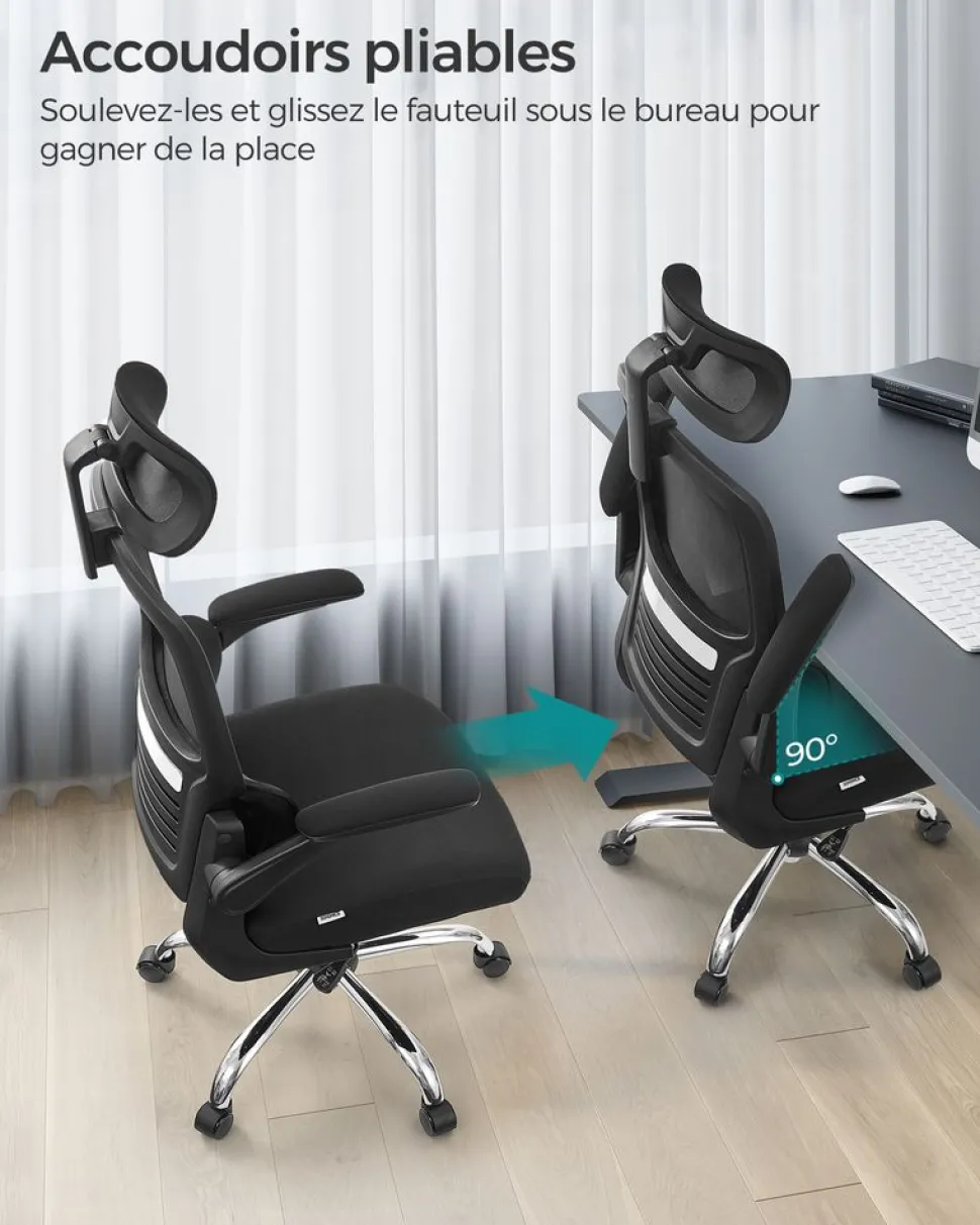 New SONGMICS Fauteuil ergonomique Noir