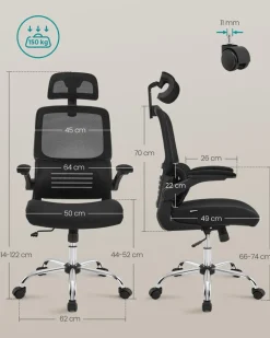 New SONGMICS Fauteuil ergonomique Noir