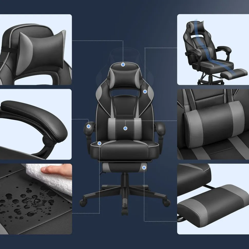 Best Sale SONGMICS Fauteuil ergonomique pivotant réglable rose